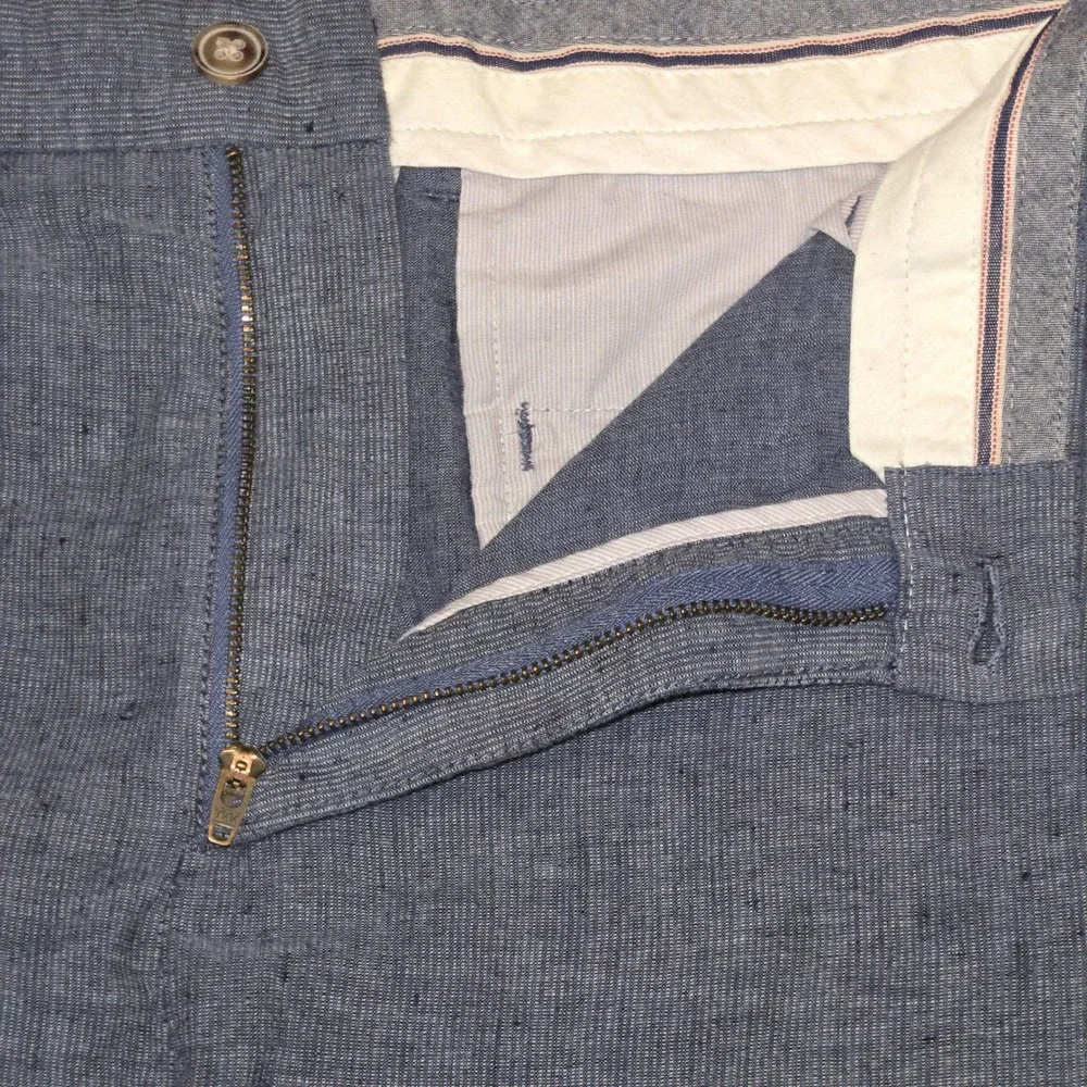 Johnnie-O Sterling Chambray Short Mens 38 Blue Linen Blend 9